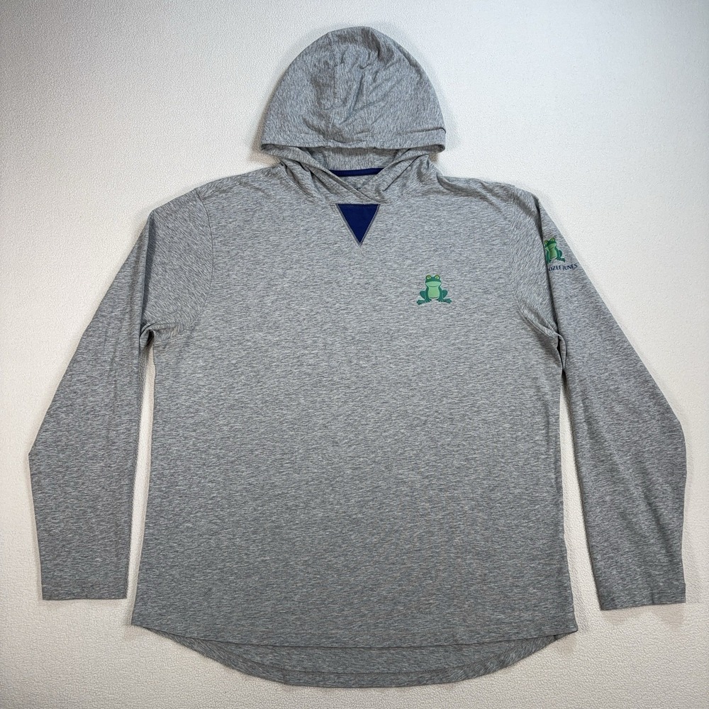 B.Draddy Willie Lightweight Hoodie Men L Heathered Gray Stretch Pima Cotton Frog
